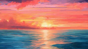 farbenfroh Gradient Sonnenuntergang Über das Ozean foto