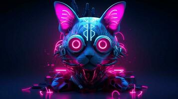 Cyberpunk Katze Neon- foto