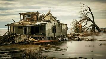 Zerstörung verursacht durch Hurrikan im Land foto