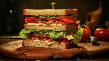 genießen ein frisch und lecker vegan Sandwich gemacht foto