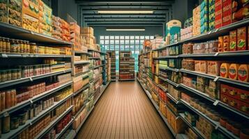 Lebensmittelgeschäft Geschäft Gang gefüllt mit gesund Snacks foto