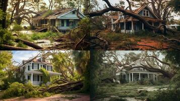 Boden um Haus nach Hurrikan ist gefüllt foto