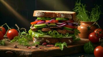 natürlich vegan Sandwich bereit mit organisch und foto