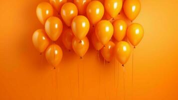 Orange Luftballons auf ein hell Orange Hintergrund foto