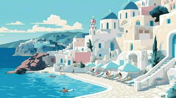 Santorini Strände Angebot Türkis Glückseligkeit Illustration foto