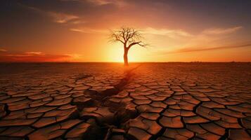 Baum wachsen Dürre Sonnenuntergang foto