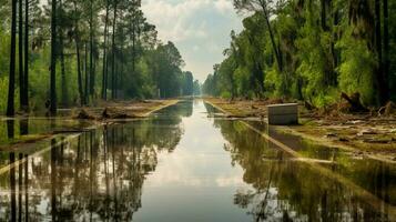 vakant Straße führen zu Reservoir nach Nachwirkungen foto