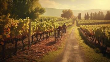 Jahrgang Fahrrad Tour durch malerisch Weinberg foto