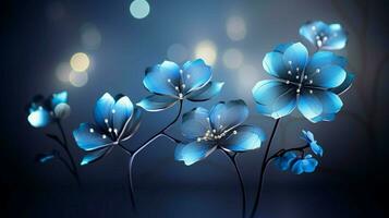ein schön Blau Blumen auf ein grau Hintergrund foto