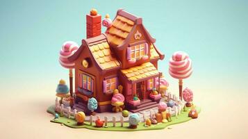 ein schick Süßigkeiten Haus mit Süßigkeiten und Schokolade Dessert foto