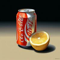 Coca Cola Orange Vanille mit Weiß Hintergrund hoch foto