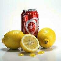 Coca Cola mit Zitrone mit Weiß Hintergrund foto