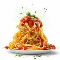 Spaghetti mit Weiß Hintergrund hoch Qualität Ultra foto