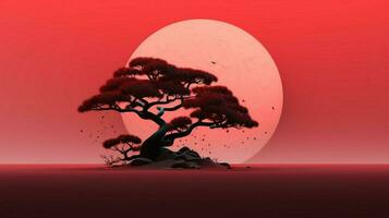 Baum auf solide Farbe Hintergrund Zen enso Behance foto