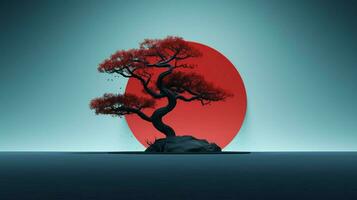 Baum auf solide Farbe Hintergrund Zen enso Behance foto