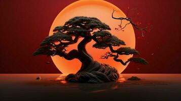 Baum auf solide Farbe Hintergrund Zen enso Behance foto