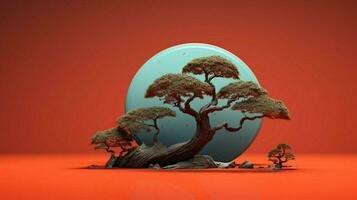 Baum auf solide Farbe Hintergrund Zen enso Behance foto