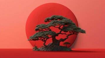 Baum auf solide Farbe Hintergrund Zen enso Behance foto