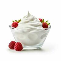 Joghurt mit Weiß Hintergrund hoch Qualität Ultra hd foto