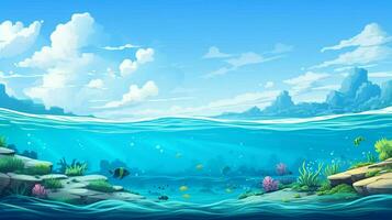 Karikatur Stil Ozean Hintergrund zum Produkt showca foto