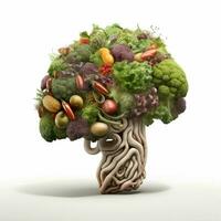 Konzept Kunst von ein Gehirn gemacht aus von ganze Lebensmittel mit foto