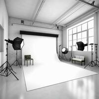 Fotografie Studio mit Weiß Hintergrund hoch Qualität foto