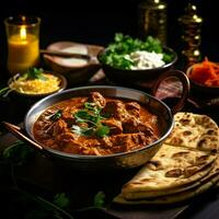 Produkt Schüsse von indisch Essen Schweinefleisch Curry rogan jo foto