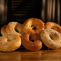 Produkt Schüsse von Bagels hoch Qualität 4k Ultra hd foto