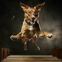 ein anmutig Hund springen Über Hindernisse foto
