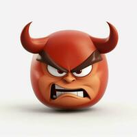 wütend Gesicht mit Hörner Emoji auf Weiß Hintergrund hoch Quali foto