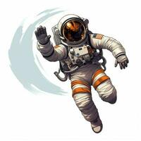 Astronaut 2d Karikatur illustraton auf Weiß Hintergrund hoch foto