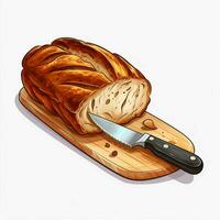 Brot Messer 2d Karikatur illustraton auf Weiß Hintergrund hoch foto