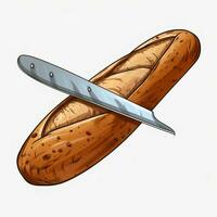 Brot Messer 2d Karikatur illustraton auf Weiß Hintergrund hoch foto