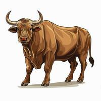 Stier 2d Karikatur Vektor Illustration auf Weiß Hintergrund Hallo foto