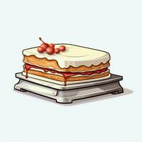 Kuchen Allesschneider 2d Karikatur illustraton auf Weiß Hintergrund hoch foto