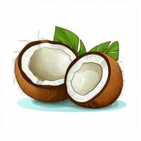 Kokosnuss 2d Vektor Illustration Karikatur im Weiß Hintergrund foto