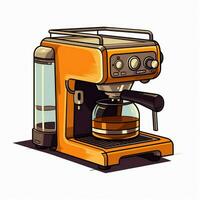 Kaffeemaschine 2d Karikatur illustraton auf Weiß Hintergrund hoch foto