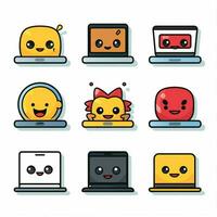 Computer Emojis 2d Karikatur Vektor Illustration auf Weiß ba foto