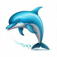 Delphin 2d Karikatur Vektor Illustration auf Weiß Hintergrund foto