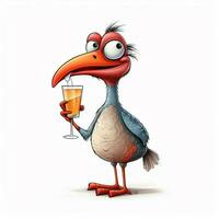 Trinken Vogel 2d Karikatur illustraton auf Weiß Hintergrund h foto