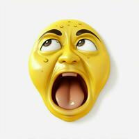 sabbern Gesicht Emoji auf Weiß Hintergrund hoch Qualität 4k hd foto