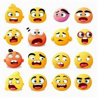 Emotion Emojis 2d Karikatur Vektor Illustration auf Weiß bac foto