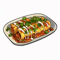 Enchiladas 2d Vektor Illustration Karikatur im Weiß backgro foto