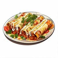 Enchiladas 2d Vektor Illustration Karikatur im Weiß backgro foto