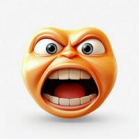 wütend Gesicht Emoji auf Weiß Hintergrund hoch Qualität 4k hdr foto