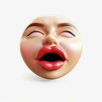 Gesicht weht ein Kuss Emoji auf Weiß Hintergrund hoch Qualität foto