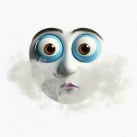 Gesicht mit Dampf von Nase Emoji auf Weiß Hintergrund hoch foto