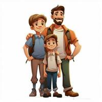 Familie Mann Junge Junge 2d Karikatur illustraton auf Weiß foto