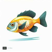 Fisch 2d Karikatur Vektor Illustration auf Weiß Hintergrund Hallo foto