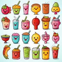 Essen und Getränke Emojis 2d Karikatur Vektor Illustration auf w foto